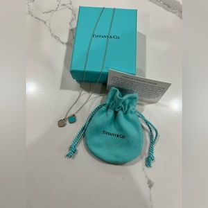 TIFFANY & CO RETURN TO TIFFANY BLUE DOUBLE HEART TAG PENDANT Silver w Diamond